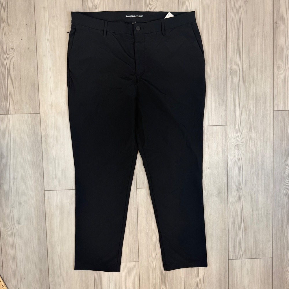 Banana Republic Mens Black Performance Chino Pants 38x30 Slim Straight‎